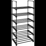 Songmics fém cipőállvány, 6 polc, 45 × 30 × 106 cm, fekete (LSA23BK)