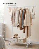 SONGMICS Mobil állítható méretű ruhaakasztó, szobainas, extra alsó polccal, Fehér HSR013W01