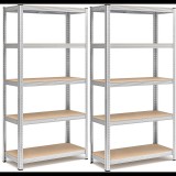 Songmics polcos állvány, rakásolható, 5 polc, 40×90×180 cm, ezüst, 2 db (81059)