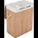 Songmics Szennyestartó, Bambusz Szennyeskosár Xxl 100L-Es Ruhakosár 2 Rekesszel (SGM-LCB64Y)