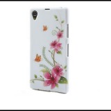 Sony Xperia Z1, TPU szilikon tok, pillangó, virágmintás, fehér (RS40898) - Telefontok