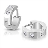 Spalatius Ezüst színű karika nemesacél fülbevaló, cirkónia kristállyal