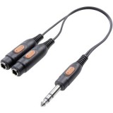 SpeaKa Professional Jack Audio Y adapter [1x Jack-dugó, 6,35 mm-es - 2x Jack alj, 6,35 mm-es] Fekete (SP-7869836)