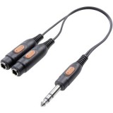 SpeaKa Professional Jack Audio Y adapter [1x Jack-dugó, 6,35 mm-es - 2x Jack alj, 6,35 mm-es] Fekete (SP-7869836) - Audió kábel