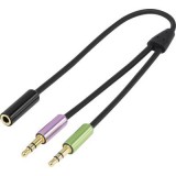 SpeaKa Professional Jack Audio Y adapter [2x Jack dugó, 3,5 mm-es - 1x Jack alj, 3,5 mm-es] Fekete (SP-7870576)