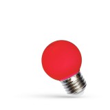Spectrum LED E27 kisgömb piros LED fényforrás party fényfüzérhez, 1W, 270°,  IP20, SPECTRUM-WOJ11795