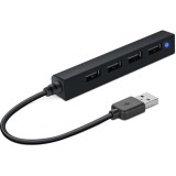 Speedlink SL-140000-BK SNAPPY SLIM USB Hub, 4-Port, USB 2.0, Passzív, fekete (SL-140000-BK) - USB Elosztó