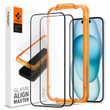 Spigen AlignMaster GLAS.tR iPhone 15 kijelzővédő fekete kerettel (AGL06906) (AGL06906)