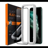 SPIGEN ALM FC képernyővédő üveg (2.5D, ujjlenyomatmentes, extra karcálló, 9H, ultravékony, 0.3mm, színkiemelés) FEKETE [Apple iPhone 11 Pro] (AGL00114) - Kijelzővédő fólia