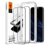 SPIGEN ALM FC képernyővédő üveg 2db (2.5D, ujjlenyomatmentes, extra karcálló, 9H, ultravékony, színkiemelés) FEKETE Apple iPhone 13 Pro Max