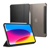 Spigen Apple IPAD 10.9 (2022) smart fold tok álló, bőr hatású (aktív flip, trifold asztali tartó funkció) fekete