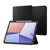 Spigen Apple Ipad Air 13 (2024) urban fit (flip, trifold, asztali tartó, ceruza tartó, textil minta) fekete