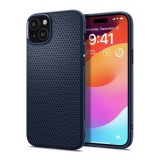 Spigen Apple iPhone 15 Plus liquid air szilikon védő (közepesen ütésálló, légpárnás sarok, rombusz minta) sötétkék
