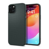 Spigen Apple iPhone 15 Plus liquid air szilikon védő (közepesen ütésálló, légpárnás sarok, rombusz minta) sötétzöld