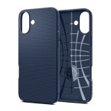 Spigen Apple iPhone 16 liquid air szilikon telefonvédő (ütésállóság, légpárnás sarok, rombusz) sötétkék