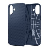 Spigen Apple iPhone 16 Plus liquid air szilikon telefonvédő (ütésállóság, légpárnás sarok, rombusz) sötétkék