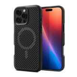Spigen Apple iPhone 16 Pro core armor mag szilikon telefonvédő (ütésállóság, kameravédő, csíkos, magsafe) fekete