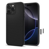 Spigen Apple iPhone 16 Pro Max liquid air t szilikon telefonvédő (ütésállóság, légpárnás sarok, rombusz, magsafe) fekete