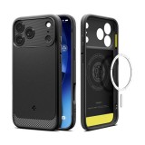 Spigen Apple iPhone 17 Pro Max rugged armor szilikon védő (ütésállóság, légpárnás sarok, karbon minta, magsafe) fekete