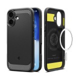 Spigen Apple iPhone 17 rugged armor szilikon telefonvédő (ütésállóság, légpárnás sarok, karbon minta, magsafe) fekete