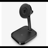 Spigen ARCFIELD asztali töltőállvány 2in1 (15W, wireless, Airpods töltő, LED jelzés, Qi2) FEKETE (ACH08937) (ACH08937)