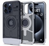 SPIGEN CLASSIC C1 szilikon telefonvédő (közepesen ütésálló, légpárnás sarok, Magsafe kompatibilis) SZÜRKE Apple iPhone 15 Pro