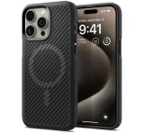 SPIGEN CORE ARMOR MAG szilikon telefonvédő (közepesen ütésálló, kamera védelem, csíkos minta, Magsafe) FEKETE Apple iPhone 15 Pro Max