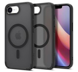 SPIGEN CRYSTAL HYBRID szilikon telefonvédő (ütésállóság, műanyag keret, MagSafe) FEKETE Apple iPhone 16e