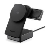 Spigen essential ef323mq asztali töltő 3in1 (25w, gyorstöltő, wireless, magsafe, airpods, apple watch töltő) fekete
