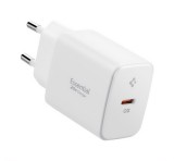 SPIGEN ESSENTIAL hálózati töltő Type-C aljzat (20W, GaN, PD gyorstöltő 3.0) FEHÉR