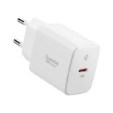 Spigen essential hálózati töltő type-c aljzat (20w, gan, pd gyorstöltő 3.0) fehér