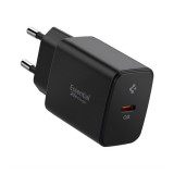Spigen essential hálózati töltő type-c aljzat (20w, gan, pd gyorstöltő 3.0) fekete