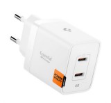 SPIGEN ESSENTIAL hálózati töltő Type-C aljzat (47W, GaN, PD gyorstöltő 3.0) FEHÉR