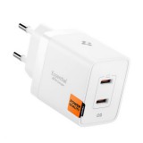 Spigen essential hálózati töltő type-c aljzat (47w, gan, pd gyorstöltő 3.0) fehér