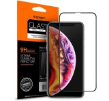 SPIGEN FC képernyővédő üveg (2.5D, ujjlenyomatmentes, extra karcálló, 9H, ultravékony, 0.3mm, színkiemelés) FEKETE Apple iPhone XS Max 6.5, Apple iPhone 11 Pro Max