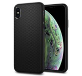 SPIGEN LIQUID AIR szilikon telefonvédő (közepesen ütésálló, légpárnás sarok, rombusz minta) FEKETE Apple iPhone XS 5.8, Apple iPhone X 5.8