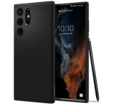 SPIGEN LIQUID AIR szilikon telefonvédő (közepesen ütésálló, légpárnás sarok, rombusz minta) FEKETE Samsung Galaxy S22 Ultra 5G (SM-S908)
