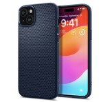 SPIGEN LIQUID AIR szilikon telefonvédő (közepesen ütésálló, légpárnás sarok, rombusz minta) SÖTÉTKÉK Apple iPhone 15 Plus