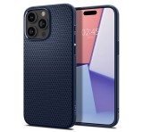 SPIGEN LIQUID AIR szilikon telefonvédő (közepesen ütésálló, légpárnás sarok, rombusz minta) SÖTÉTKÉK Apple iPhone 15 Pro Max