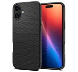 SPIGEN LIQUID AIR szilikon telefonvédő (ütésállóság, légpárnás sarok, rombusz) FEKETE Apple iPhone 16