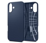 SPIGEN LIQUID AIR szilikon telefonvédő (ütésállóság, légpárnás sarok, rombusz) SÖTÉTKÉK Apple iPhone 16