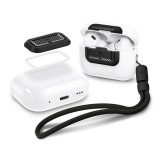 Spigen lock fit m műanyag tok (ütésállóság, karabíner, kézpánt, karbon minta) fekete Apple airpods pro 2