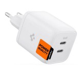 SPIGEN PE2106EU POWERARC hálózati töltő 2 Type-C aljzat (65W, GaN, PD gyorstöltő) FEHÉR