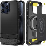 Spigen Rugged Armor MagFit Apple iPhone 16 Pro Max tok, Matte Black, fekete ACS07986 (8809971229227-ACS07986)