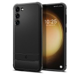 SPIGEN RUGGED ARMOR szilikon telefonvédő (közepesen ütésálló, légpárnás sarok, karbon minta) FEKETE Samsung Galaxy S23 (SM-S911)