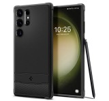 SPIGEN RUGGED ARMOR szilikon telefonvédő (közepesen ütésálló, légpárnás sarok, karbon minta) FEKETE Samsung Galaxy S23 Ultra (SM-S918)