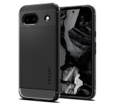 SPIGEN RUGGED ARMOR szilikon telefonvédő (ütésállóság, légpárnás sarok, karbon minta) FEKETE Google Pixel 8a