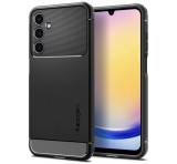 SPIGEN RUGGED ARMOR szilikon telefonvédő (ütésállóság, légpárnás sarok, karbon minta) FEKETE Samsung Galaxy A25 5G (SM-A256)