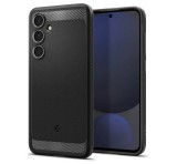 SPIGEN RUGGED ARMOR szilikon telefonvédő (ütésállóság, légpárnás sarok, karbon minta) FEKETE Samsung Galaxy S24 FE 5G (SM-S721)