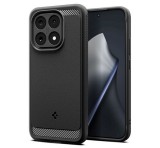 SPIGEN RUGGED ARMOR szilikon telefonvédő (ütésállóság, légpárnás sarok, karbon minta) FEKETE Xiaomi 15T
